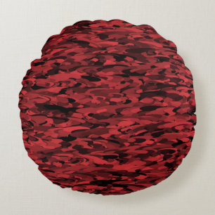 Abstract Pattern Red Black Round Pillow