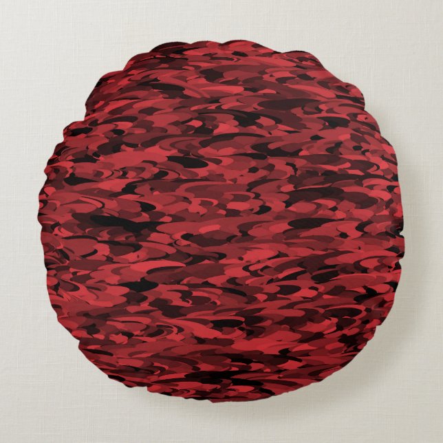 Abstract Pattern Red Black Round Pillow (Front)