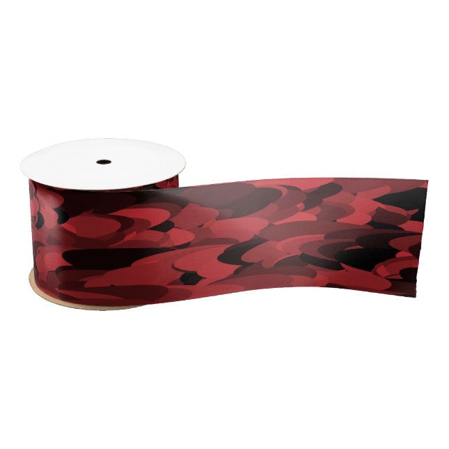 Abstract Pattern Red Black Satin Ribbon (Spool)