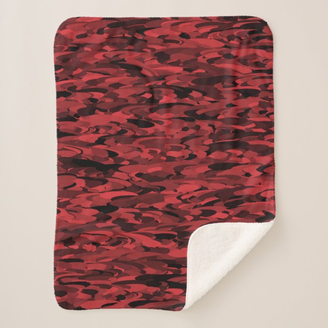 Abstract Pattern Red Black Sherpa Blanket (Front)
