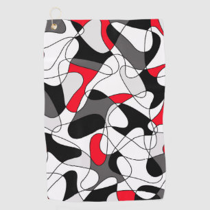Abstract pattern - red, grey, black and white. golf towel