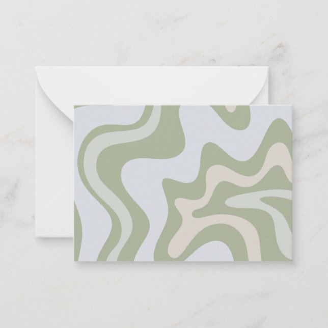 Abstract Pattern Retro Liquid Swirl in Sage Green Card (Front)