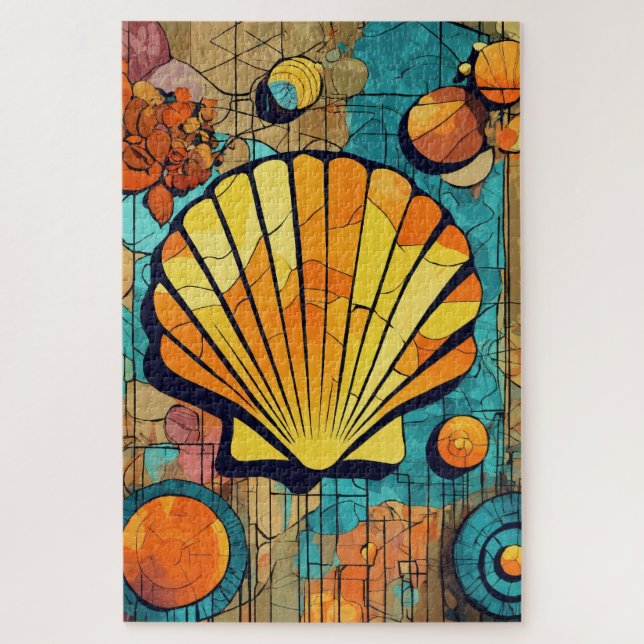 abstract pattern: shellfish blue brown jigsaw puzzle (Vertical)