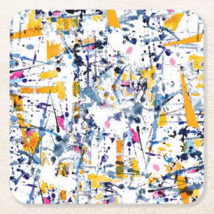 Abstract pattern square paper coaster