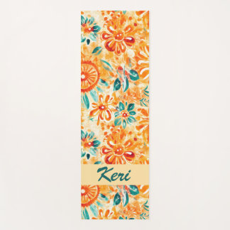 Abstract Pattern Sunny Orange Shower Curtain Yoga Mat