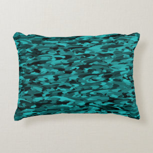 Abstract Pattern Teal Black Accent Pillow