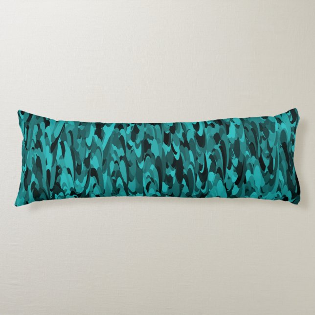 Abstract Pattern Teal Black Body Pillow (Front)
