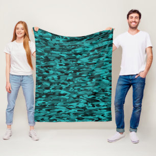 Abstract Pattern Teal Black Fleece Blanket