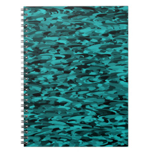 Abstract Pattern Teal Black Notebook