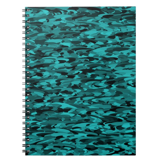 Abstract Pattern Teal Black Notebook (Front)