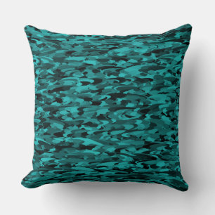 Abstract Pattern Teal Black Throw Pillow