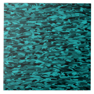 Abstract Pattern Teal Black Tile