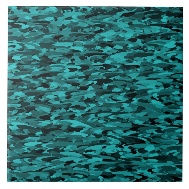 Abstract Pattern Teal Black Tile (Front)