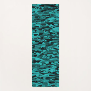 Abstract Pattern Teal Black Yoga Mat