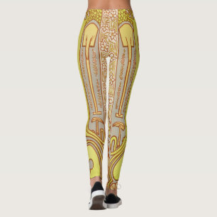 Abstract Pattern Vintage Yellow Gray Women's Leggings