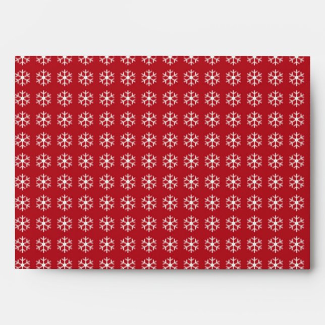 Abstract Pattern White Snow with Red Background Envelopes (Front)