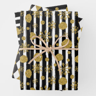 Abstract Pattern With Gold Glitter Wrapping Paper Sheet
