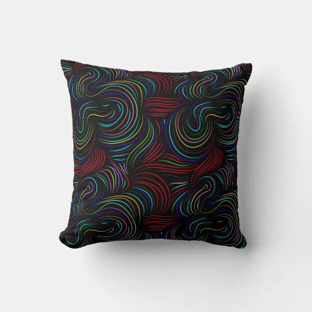 Abstract pattern with multicolored stripes throw pillow (Front)