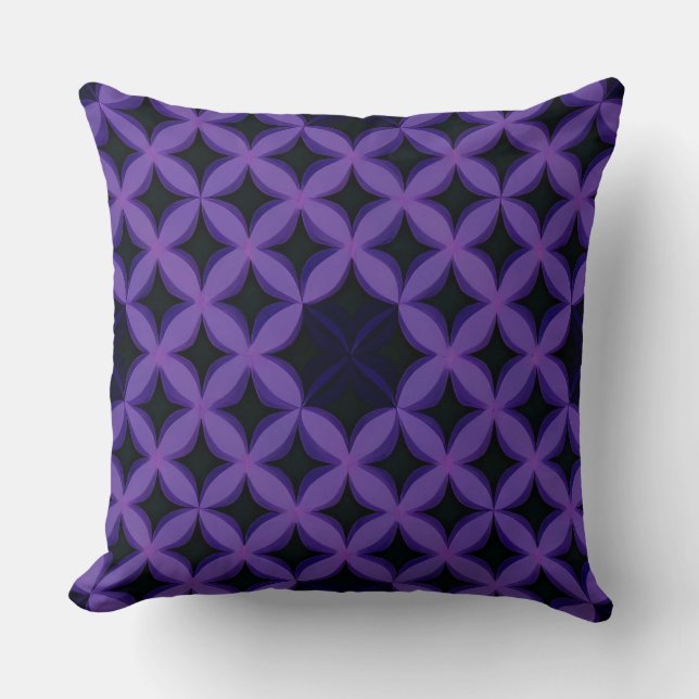 Abstract Pattern with Purple Geometric Petals Throw Pillow (Front)