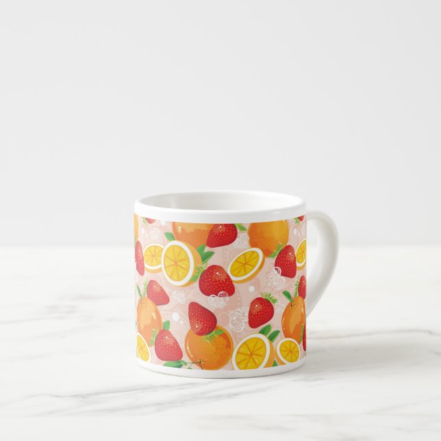 Abstract pattern with strawberry espresso cup (Front Right)