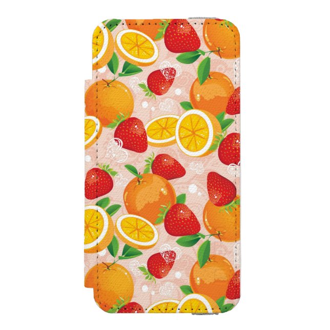 Abstract pattern with strawberry incipio iPhone wallet case (Folio Front)