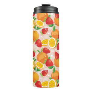 Abstract pattern with strawberry thermal tumbler