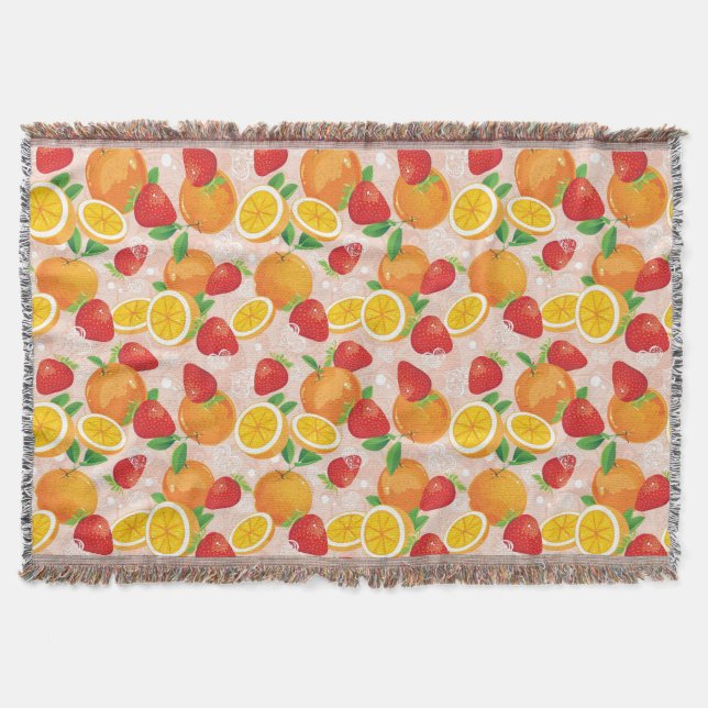 Abstract pattern with strawberry throw blanket (Front)