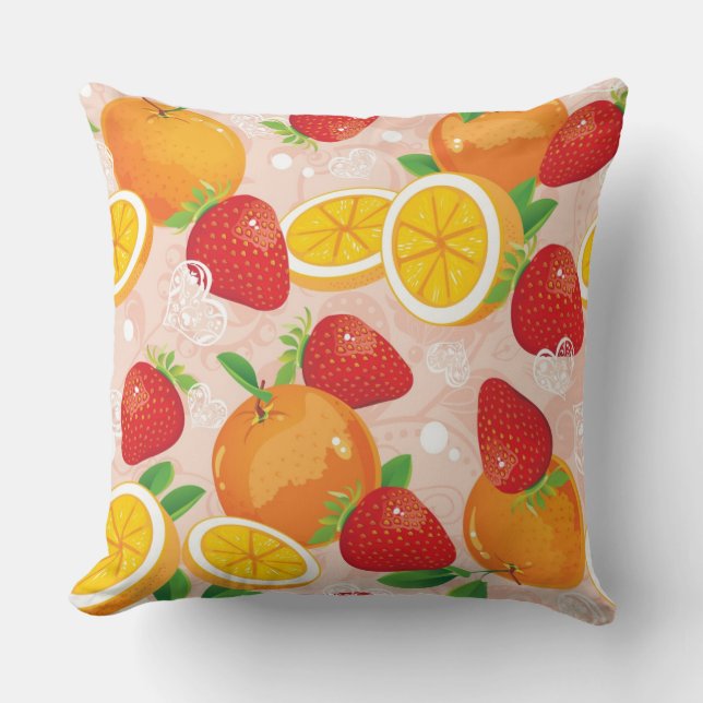 Abstract pattern with strawberry throw pillow (Front)
