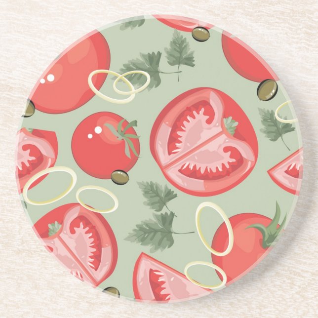 Abstract pattern with tomato coaster (Front)