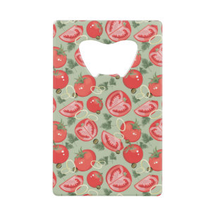 Abstract pattern with tomato credit card bottle opener