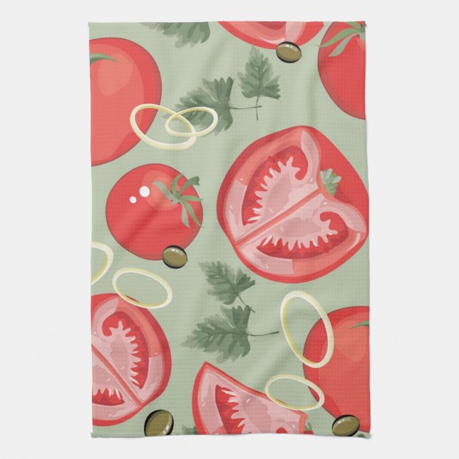 Abstract pattern with tomato kitchen towel (Vertical)