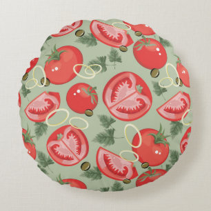 Abstract pattern with tomato round pillow
