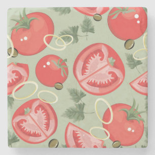 Abstract pattern with tomato stone coaster