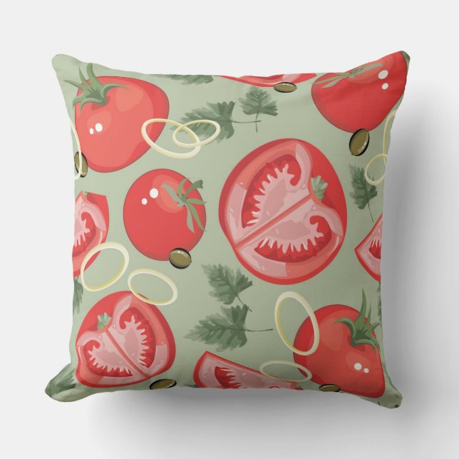Abstract pattern with tomato throw pillow (Front)