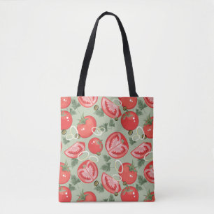 Abstract pattern with tomato tote bag