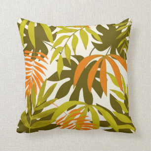 Abstract Pattern With Tropical Leaves Throw Pillow