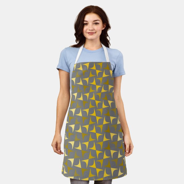 Abstract pattern yellow and grey apron (Worn)