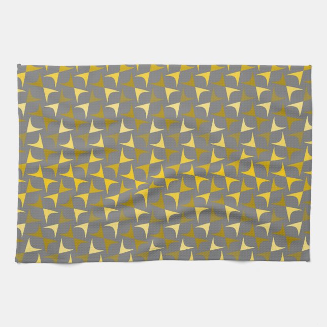 Abstract pattern yellow and grey kitchen towel (Horizontal)