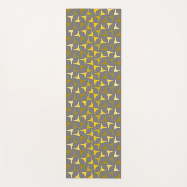 Abstract pattern yellow and grey yoga mat (Front)