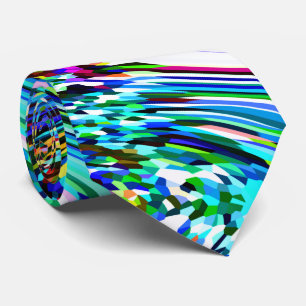 Abstract Patterns Teal Blue Colourful Bright Trend Tie