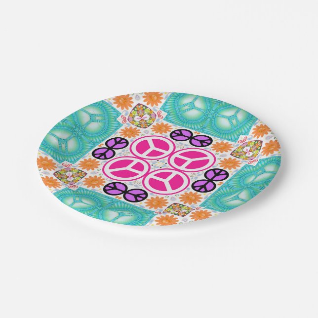 Abstract Peace Paper Plate (Angled)
