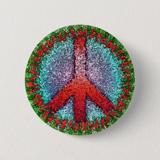 Abstract Peace Sign 2 Inch Round Button (Front)