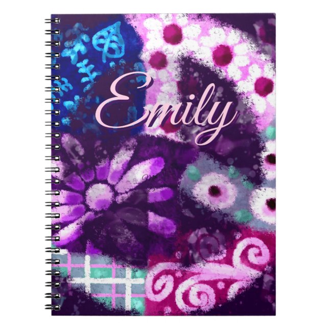 Abstract Peace Sign Hippie Art Personalized Notebook (Front)