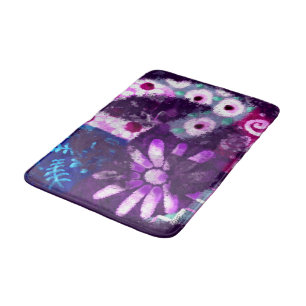 Abstract Peace Sign Hippie Art Purple Pink Blue Bath Mat