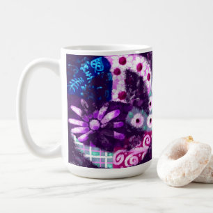 Abstract Peace Sign Hippie Art Purple Pink Blue Coffee Mug