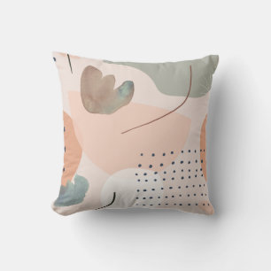 Abstract Peach and Earthy Tones Art Throw Pillow