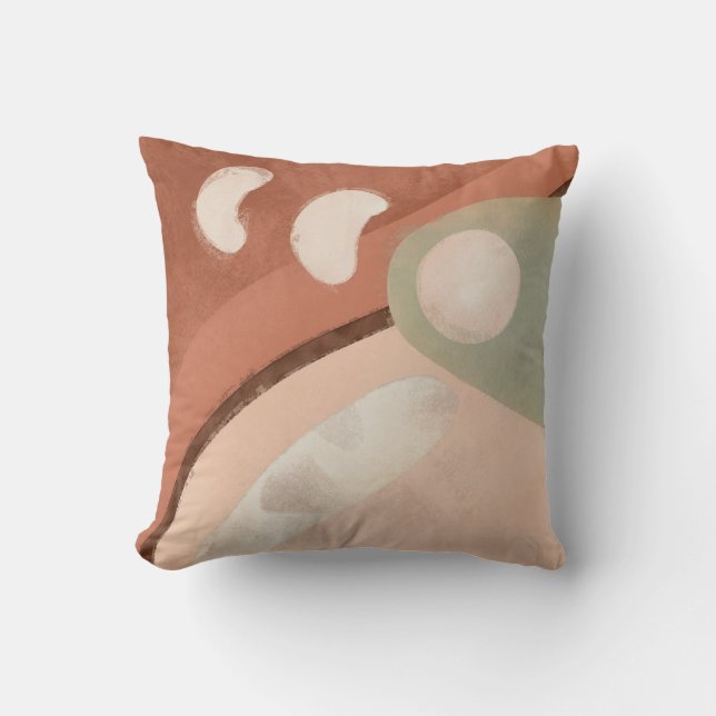 Abstract Peach Cinnamon Organic Rounded Modern Art Throw Pillow (Front)