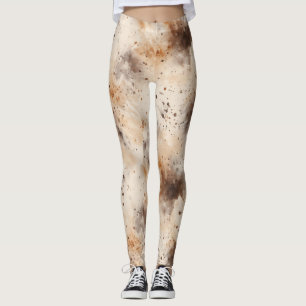 Abstract Peach Cream Brown Leggings