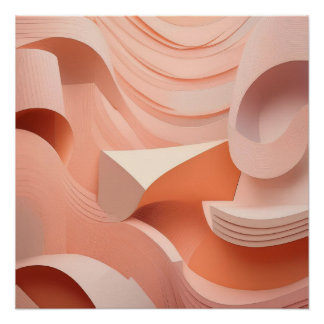 Abstract Peach Curves – Modern Wall Art