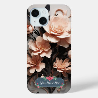 Abstract Peach Flowers Modern Art iPhone 15 Case